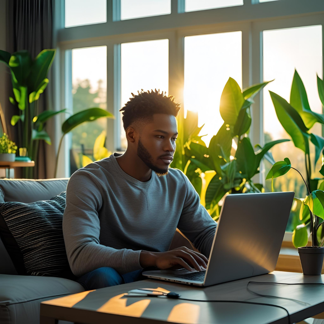 A person using a laptop to earn cryptocurrency from home in 2025